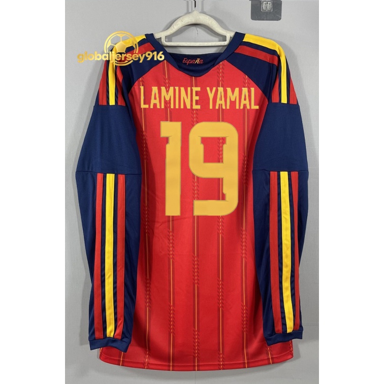 [แฟนแขนยาว Version]2026-27 2 ดาว Spainteam_National Football home Jersey T Shirt Men Football Kits ﻿เสื้อเจอร์ซีย์