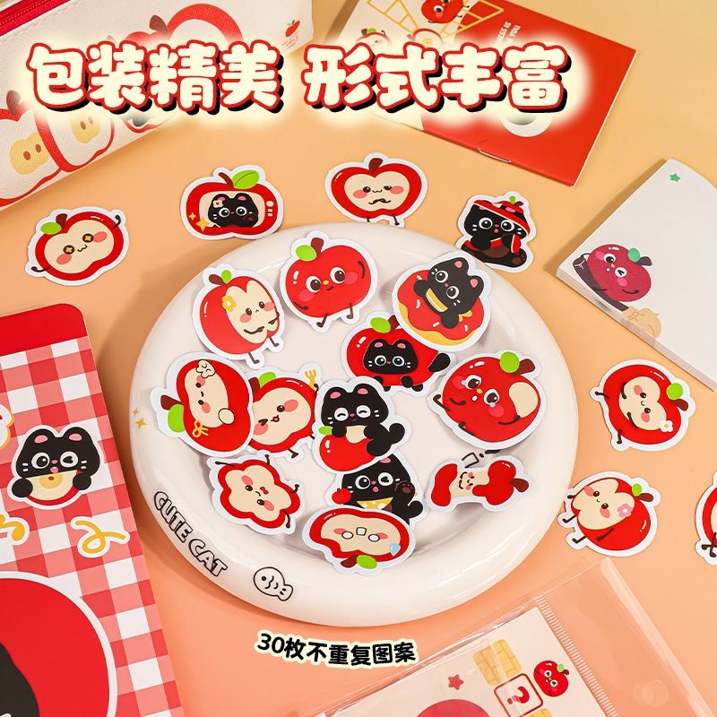 Apple Series ชุดสติกเกอร์ลายแมวการ์ตูน ตกแต่งสมุดโน้ต