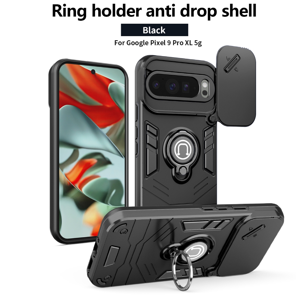 ปลอกสําหรับ Google Pixel 9 Pro XL 5G Pixel9ProXL GGX8B GZC4K GQ57S เคสโทรศัพท์สไลด์กล้องรถแม่เหล็กผู