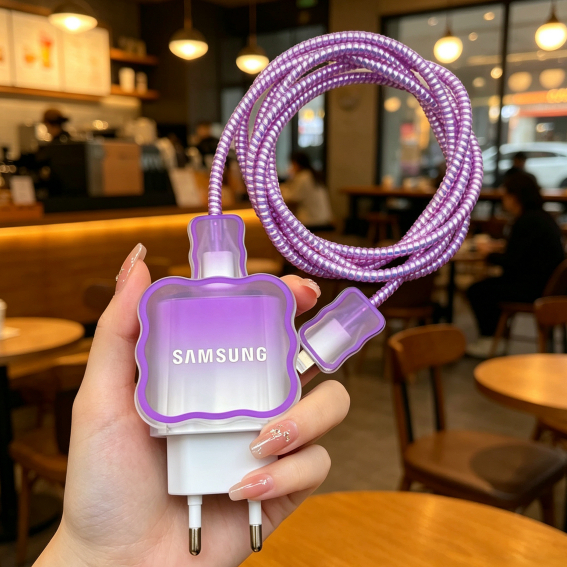 SAMSUNG เคสหัวชาร์จ ซัมซุง 25ว เคสหัวชาร์จซัมซุงสีม่วงไล่ระดับสี