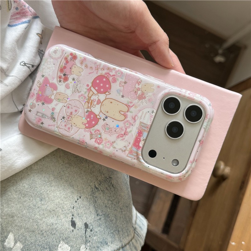 IPhone 17 Pro Max เคสโทรศัพท์กระบวนการ TPU ลายกระต่ายสตรอเบอร์รี่