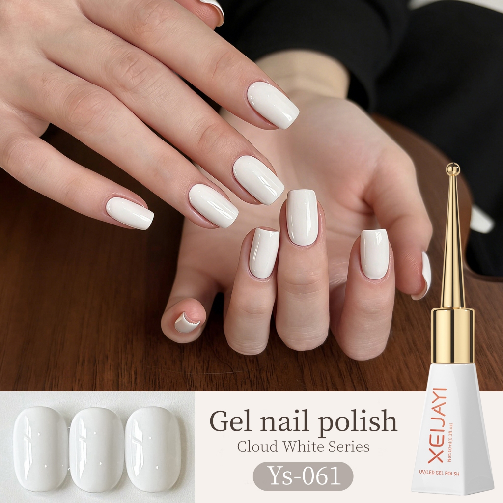 XEIJAYI 10ml-ยาทาเล็บเจลสีขาวบริสุทธิ์ เหมาะสําหรับร้านทําเล็บและใช้ครอบครัว