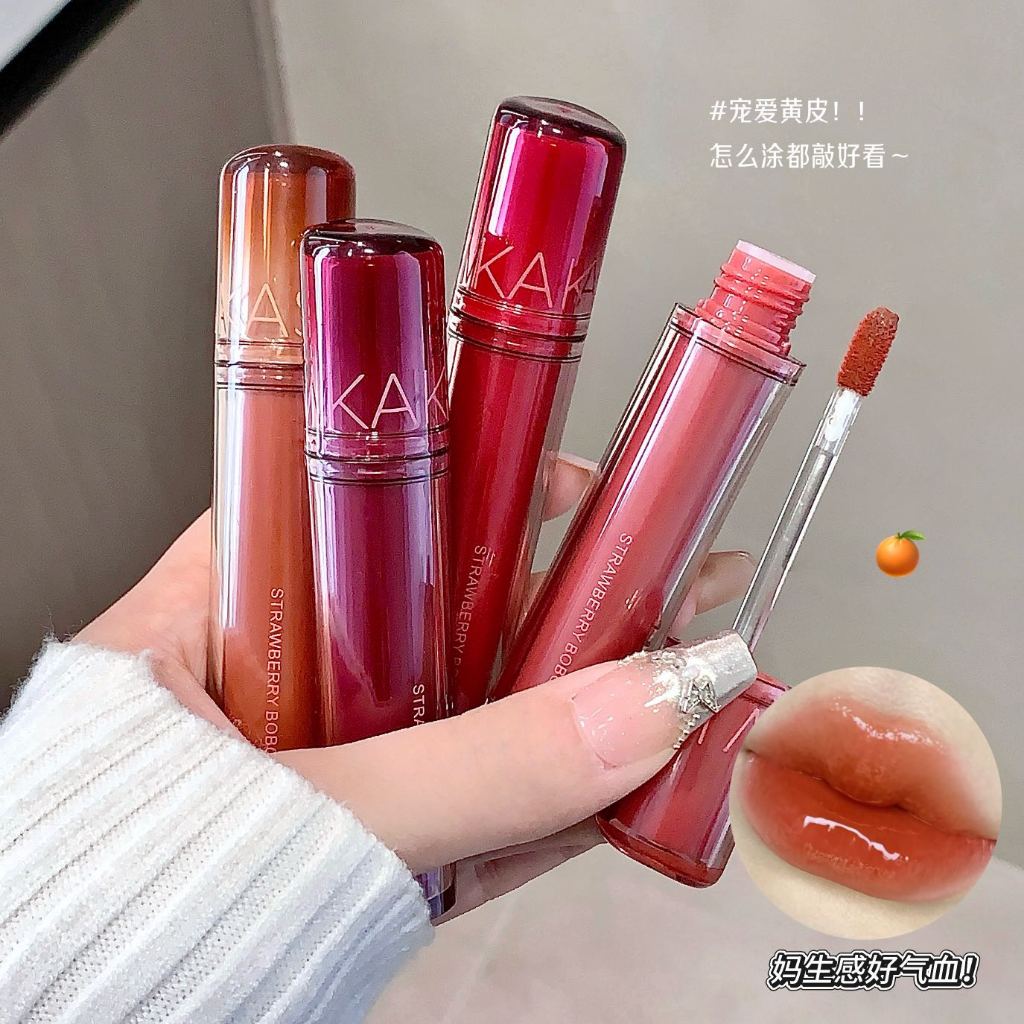 Kakashow Mirror Lip Glaze Water Glossy Non-Stick Cup ลิปสติกติดทนนาน ใช้ได้กับนักเรียน NO.W09