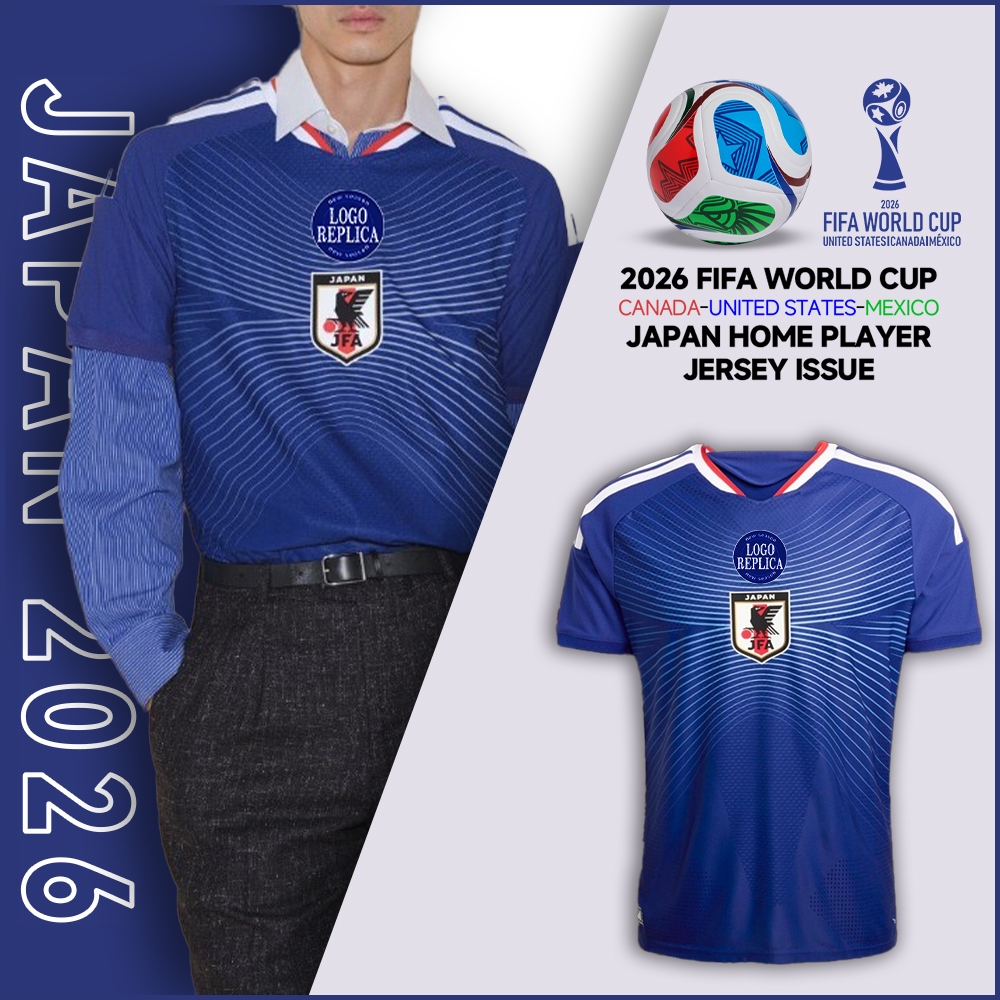 2026 Japan National Team Home Player Issue jersey - Custom ชื่อเย็บปักถักร้อย Blue Wave Soccer kit S-4XL FIFA Jersi