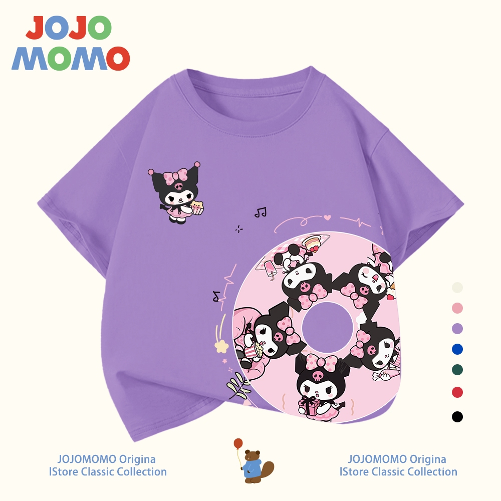 【ส่งในวันเดียวกัน】เสื้อยืดเด็ก ลายคุโรมิ (Kuromi) ระบายอากาศดี ใส่สบาย ผ้าฝ้าย 100% สำหรับเด็ก 1-13 ปี