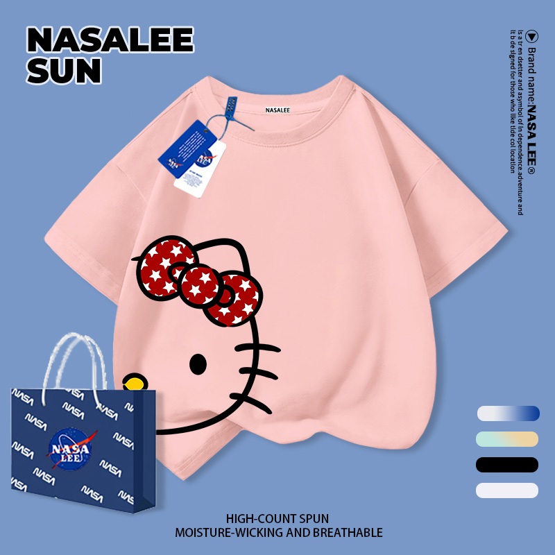 【จัดส่งจากกรุงเทพฯ】เสื้อผ้าฝ้ายสีขาวสำหรับเด็ก ลายคิตตี้แมวน่ารัก สนุกสนาน ใส่แล้วระบายอากาศดี เหมาะสำหรับหน้าร้อน เป็นเสื้อแขนสั้น เหมาะสำหรับเด็กอายุ 3-16 ปี ทั้งชายและหญิง