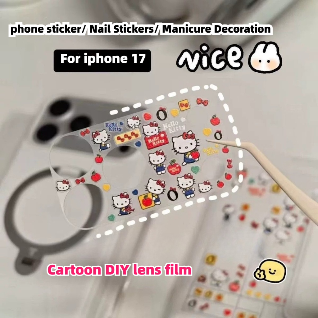 1/3/5 ชิ้นสําหรับ iphone 17 Pro Max ฟิล์มเลนส์การ์ตูน DIY สติ๊กเกอร์น่ารัก ลายตกแต่ง สติ๊กเกอร์โทรศัพท์มือถือออกแบบ 3D นูน