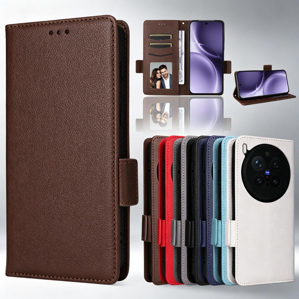 ซองหนังแม่เหล็กสําหรับ vivo X300 Pro X300 Ultra X300 FE S50 Pro mini ปลอกฝาครอบโทรศัพท์พร้อมกระเป๋าสตางค์ผู้ถือบัตร 3 ช่องกล้องป้องกันเชือกแขวนกันกระแทก