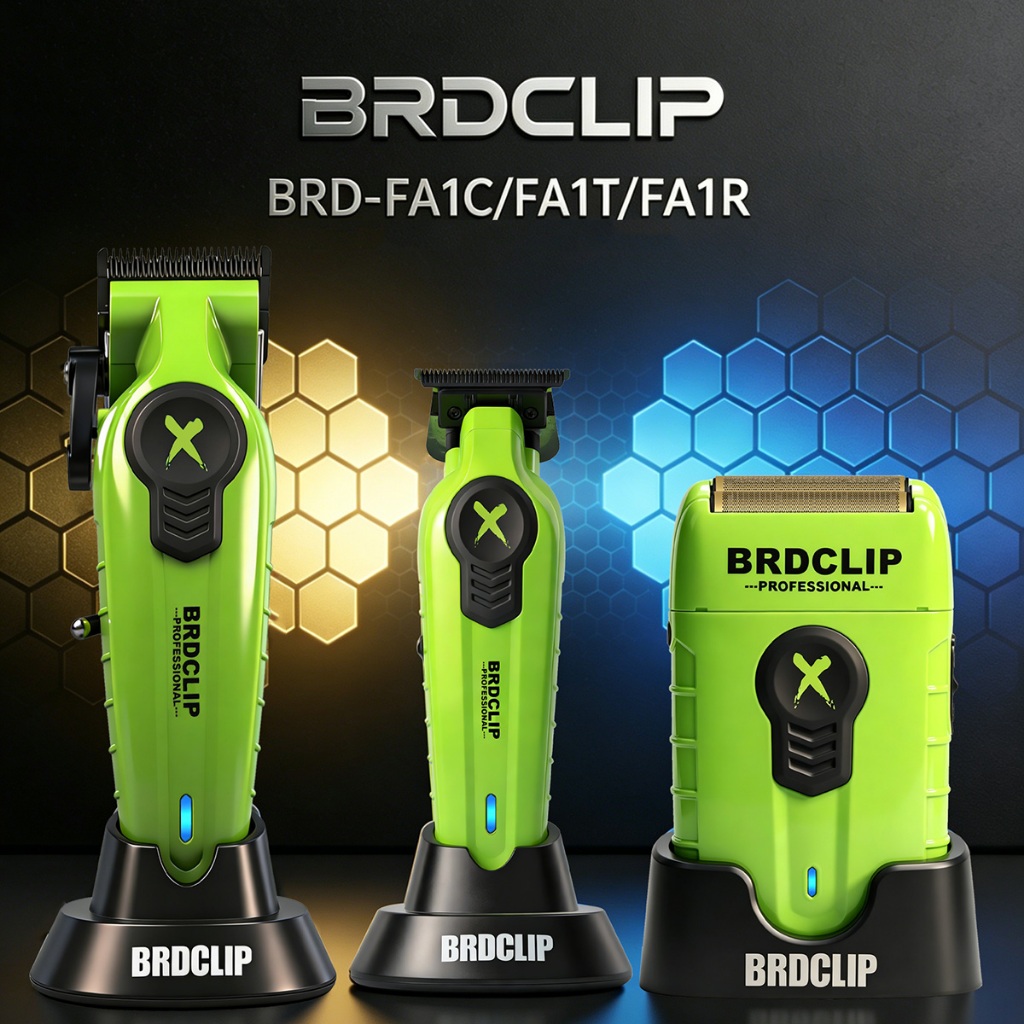 BRDCLIP FA1C/FA1T/FA1R ปัตตาเลี่ยน 3PC ชุด X series มอเตอร์ความเร็วสูง ใบมีดคู่ ตัดผมร้าน/บ้าน