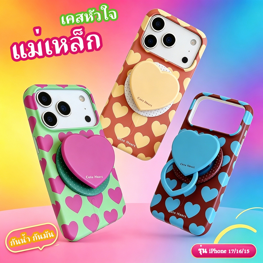 Magnetic Solid Color Love case เคส Iphone ราคาถูก เคสโทรศัพท์ เหมาะสําหรับ iPhone17ProMax 16Pro15Max 1413