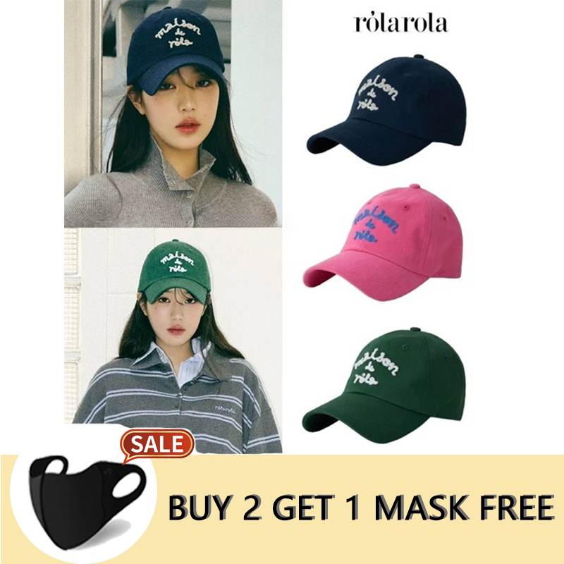 【In stock】 SANSAN เกาหลี, Rolarola จดหมายเย็บปักถักร้อยหมวกเบสบอล