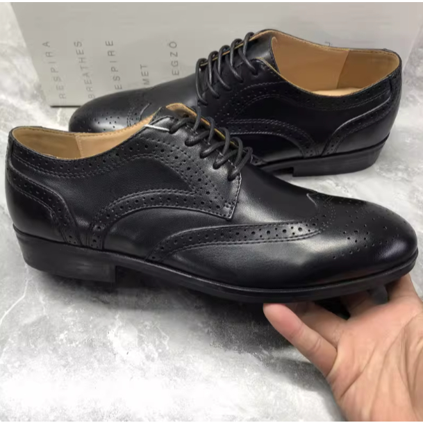 GEOX รองเท้าผู้ชายฤดูใบไม้ผลิ Low-Top Lace-Up ธุรกิจอย่างเป็นทางการของแท้หนัง Breathable All-Match แ