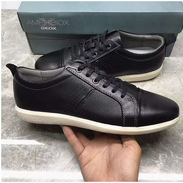 GEOX รองเท้าผู้ชายฤดูใบไม้ผลิ Low-Top Lace-Up ของแท้หนัง Breathable ดูดซับเหงื่อระงับกลิ่นกาย Comfor