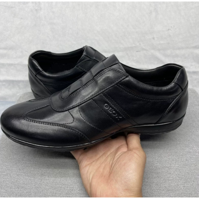 GEOX รองเท้าผู้ชายฤดูใบไม้ผลิ Low-Top ฝาครอบเท้าหนัง Breathable Slip-On รองเท้าขี้เกียจสบายสบายๆอินเ