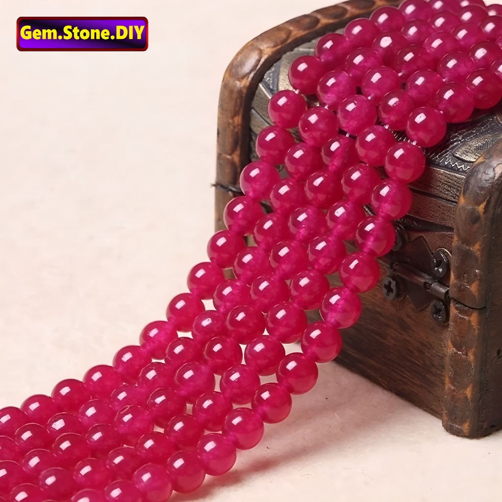 Wine Red Chalcedony（ruby color） Natural Stone，Loose Bead หินธรรมชาติ Chalcedony สีถู สำหรับสร้อยข้อมือและสร้อยคอ DIY พร้อมลูกปัดแยกช่อง ใช้งานได้หลายแบบ