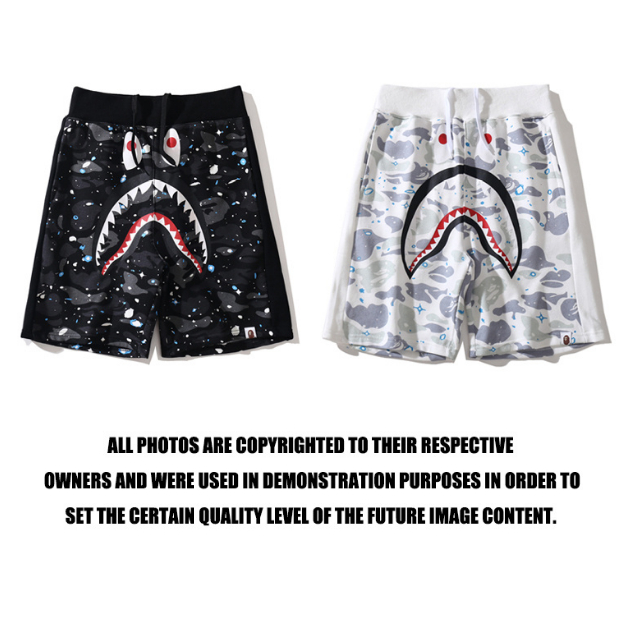 ใหม่ bape างเกงขาสั้นลําลองลายพรางปลาสําหรับผู้ชาย ผู้หญิง 0819