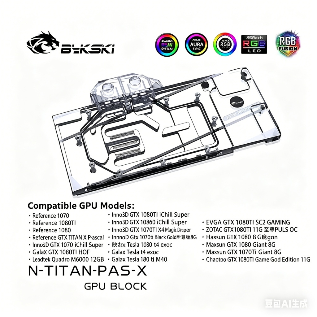 Bykski N-TITAN-PAS-X GPU Water Block สําหรับ GTX 1080, GTX 1080 Ti, และ TITAN X (รองรับอเนกประสงค์)
