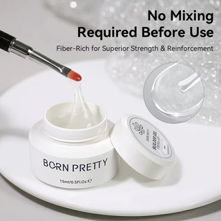 BORN PRETTY ไฟเบอร์กลาส Builder เล็บเจลอัพเกรดเล็บหักซ่อมไฟเบอร์กลาส Clear Quick Building UV Construction Gel 15ml