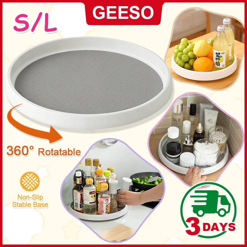 GEESO ถาดเก็บเครื่องปรุงแบบหมุน มัลติฟังก์ชั่นหมุน ที่ใส่เครื่องปรุงขวด ถาดเก็บ ที่เก็บขวดซอส 360° R