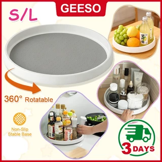 GEESO ถาดเก็บเครื่องปรุงแบบหมุน มัลติฟังก์ชั่นหมุน ที่ใส่เครื่องปรุงขวด ถาดเก็บ ที่เก็บขวดซอส 360° Rotating Seasoning Storage Tray Multifunctional Kitchen Organizer for Sauce Bottles Condiment Container 旋转收纳盘