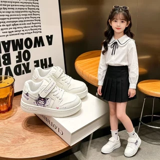 รองเท้าเด็กผู้หญิง ผ้าใบแฟชั่น นุ่มสบาย กันลื่น ใส่ไปโรงเรียนได้ น้ำหนักเบา ทนทาน