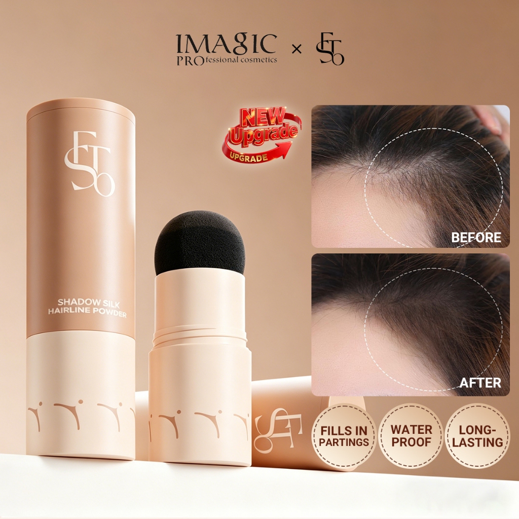 IMAGIC & FTSO แบบพกพา Hairline Stick ธรรมชาติสีดําและสีน้ําตาลกันน้ํา Sweatproof ติดทนนานแต่งหน้าง่ายผม Seam Coverage 2g