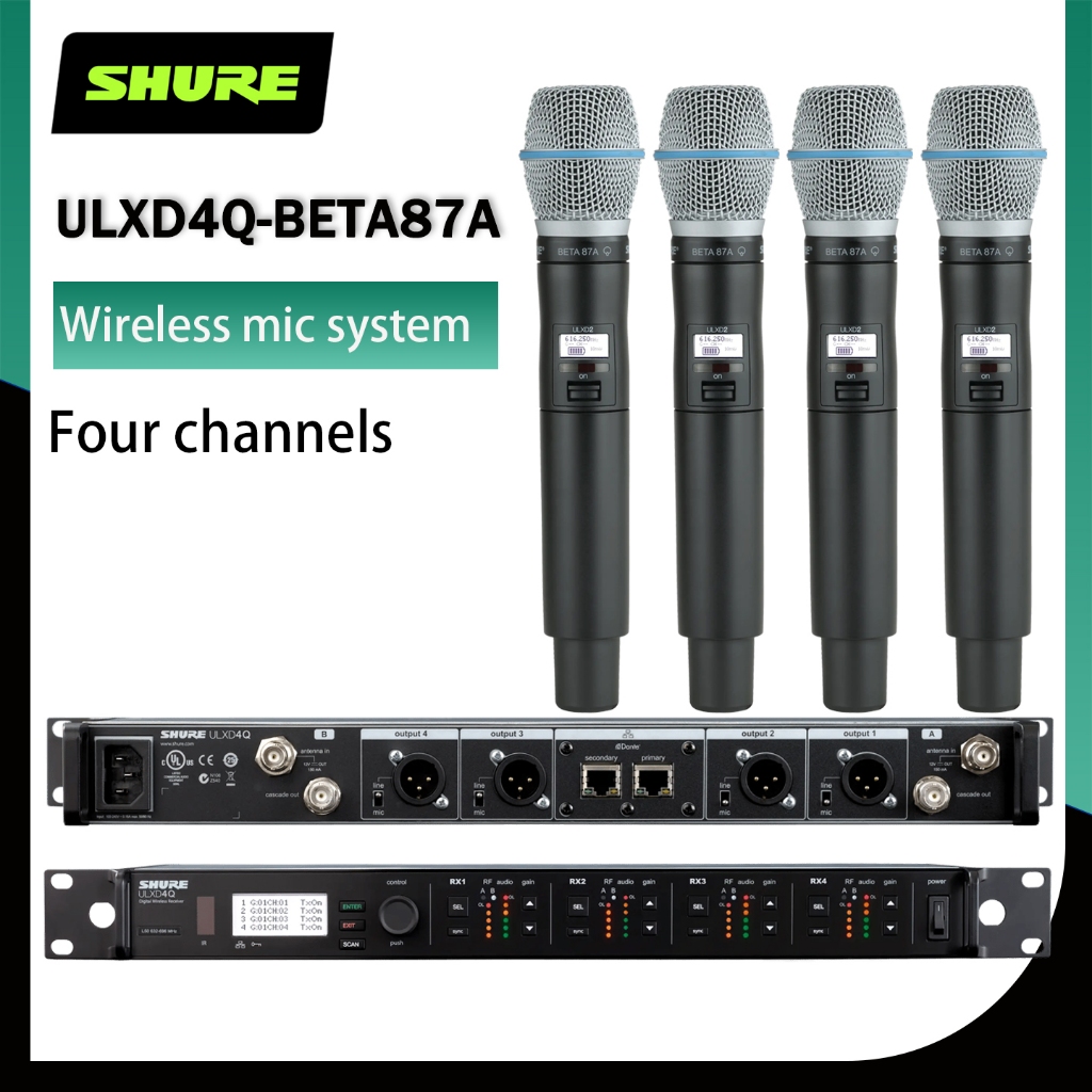 SHURE ULXD4Q สี่ช่อง ระบบไมโครโฟนไร้สายระดับมืออาชีพเหมาะสําหรับการแสดงบนเวที KTVs ปาร์ตี้กลางแจ้ง ค