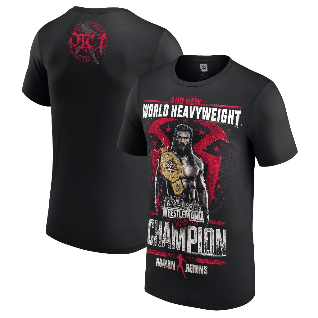ใหม่ Wwe Mens Black Roman Reigns เสื้อยืด New 42 Winner