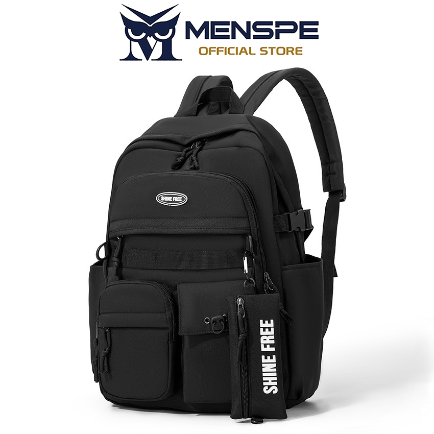 Menspe Fashion Mens Backpack ความจุขนาดใหญ่กระเป๋าเป้สะพายหลังแบบพกพา Commuting Leisure Bag Travel Laptop Backpack Unisex กันน้ําธุรกิจกระเป๋านักเรียน