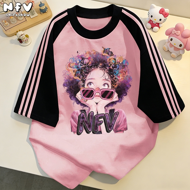 【จัดส่งตลอด 24 ชั่วโมง】NFV แฟชั่นเกาหลี🍒ระบายอากาศ ลายพิมพ์การ์ตูนหญิง เสื้อยืดแขนสั้นคอกลม อ่อนนุ่ม ใส่สบาย YG4528