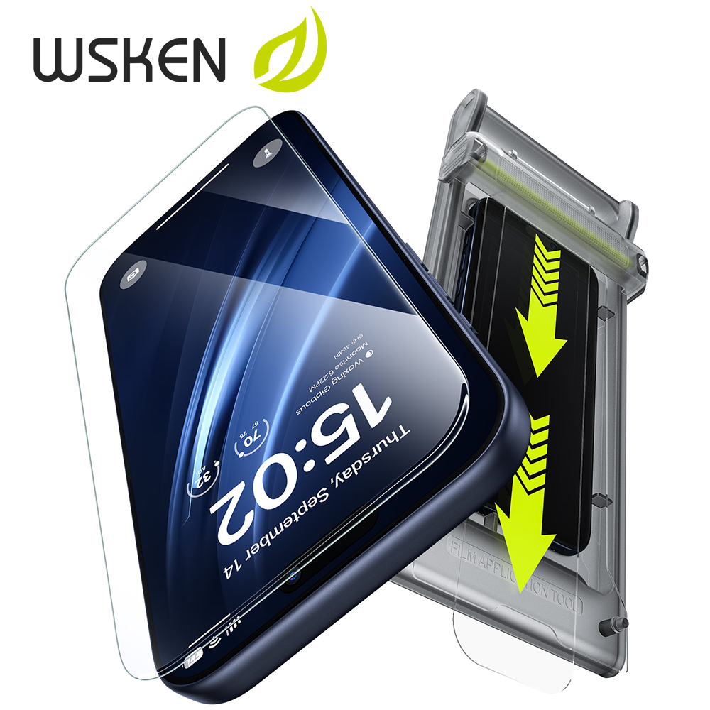 WSKEN 3D เต็มหน้าจอ ใสไร้ขอบดำ ฟิล์ม สำหรับ iPhone 17 ProMax 16 15Pro Max เอชดี ฟิล์มกระจกกันรอยเต็มจอ หน้าจอโค้ง for ไอโฟน 17 16 15 Pro Plus ป้องกันร้าว กันรอย ไม่มีฟองอากาศ ขอบโค้งมน