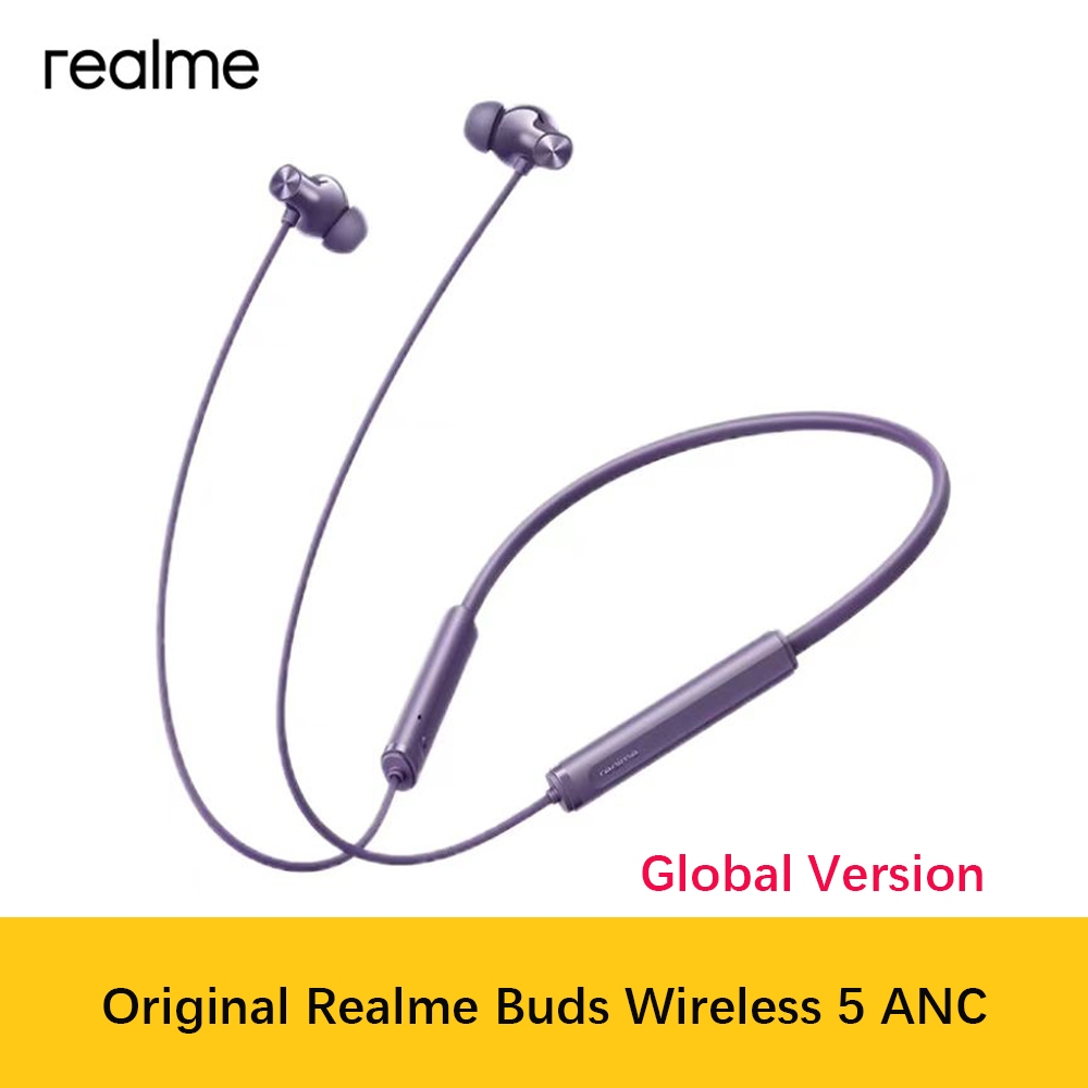 Global Version Original Realme Buds ไร้สาย 5 ANC หูฟังไร้สายบลูทูธ 50dB Hybrid ลดเสียงรบกวนคอแขวน 38