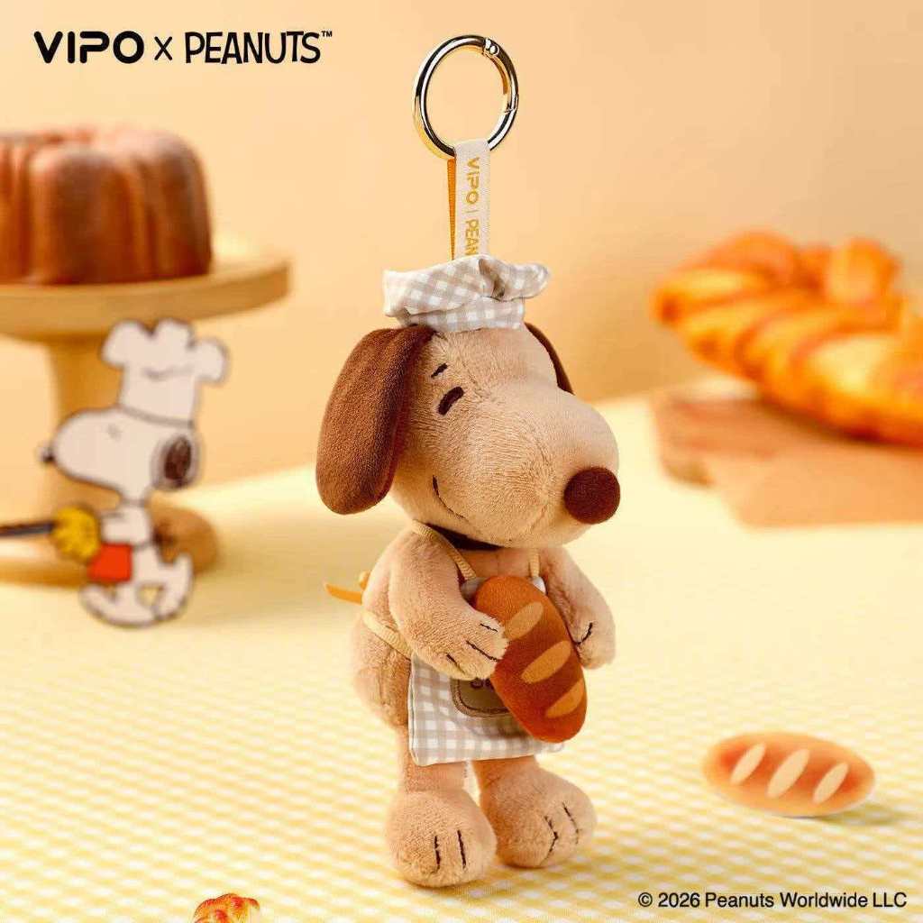 [ของแท้] VIPOxSnoopy Baking Series กล่องตาบอดจี้ตุ๊กตาอินเทรนด์ของเล่นพวงกุญแจของขวัญตุ๊กตาน่ารัก