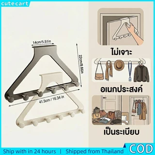 แขวนอยู่อเนกประสงค์เหนือประตูสามเหลี่ยม6ตะขอชั้นวางเหล็กคาร์บอนสําหรับเสื้อหมวกกระเป๋า-ติดตั้งง่ายไม่มีเครื่องมือเจาะ