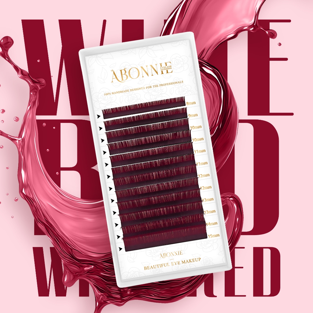 ABONIE Wine Red Colored Eyelash Extensions Premium Burgundy Lashes สีสันจํานวนมากคลาสสิกขนตาส่วนบุคคล