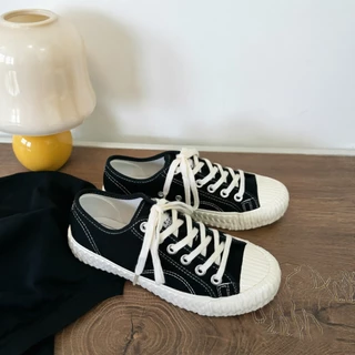 MiSTERY รองเท้าผ้าใบยูนิเซ็กส์ รุ่น COOKIE สีขาว พื้นแบน SIZE 35-44 MIS-8655