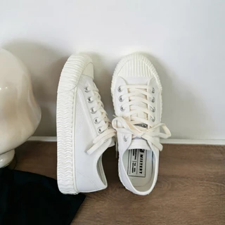 MiSTERY รองเท้าผ้าใบยูนิเซ็กส์ รุ่น COOKIE สีขาว พื้นแบน SIZE 35-44 MIS-8655