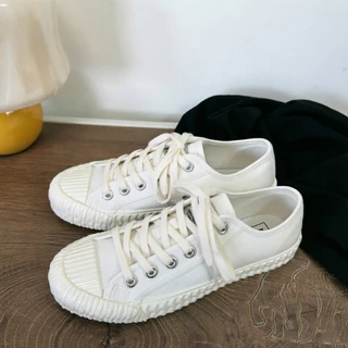 MiSTERY รองเท้าผ้าใบยูนิเซ็กส์ รุ่น COOKIE สีขาว พื้นแบน SIZE 35-44 MIS-8655