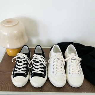 MiSTERY รองเท้าผ้าใบยูนิเซ็กส์ รุ่น COOKIE สีขาว พื้นแบน SIZE 35-44 MIS-8655