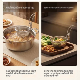 จัดส่งจากกรุงเทพฯ กระชอนสแตนเลส แขวนได้ ตาข่ายละเอียด สำหรับหม้อร้อน ตักเกี๊ยว ก๋วยเตี๋ยว ทอดอาหาร กรองน้ำมัน อุปกรณ์ครัวอเนกประสงค์