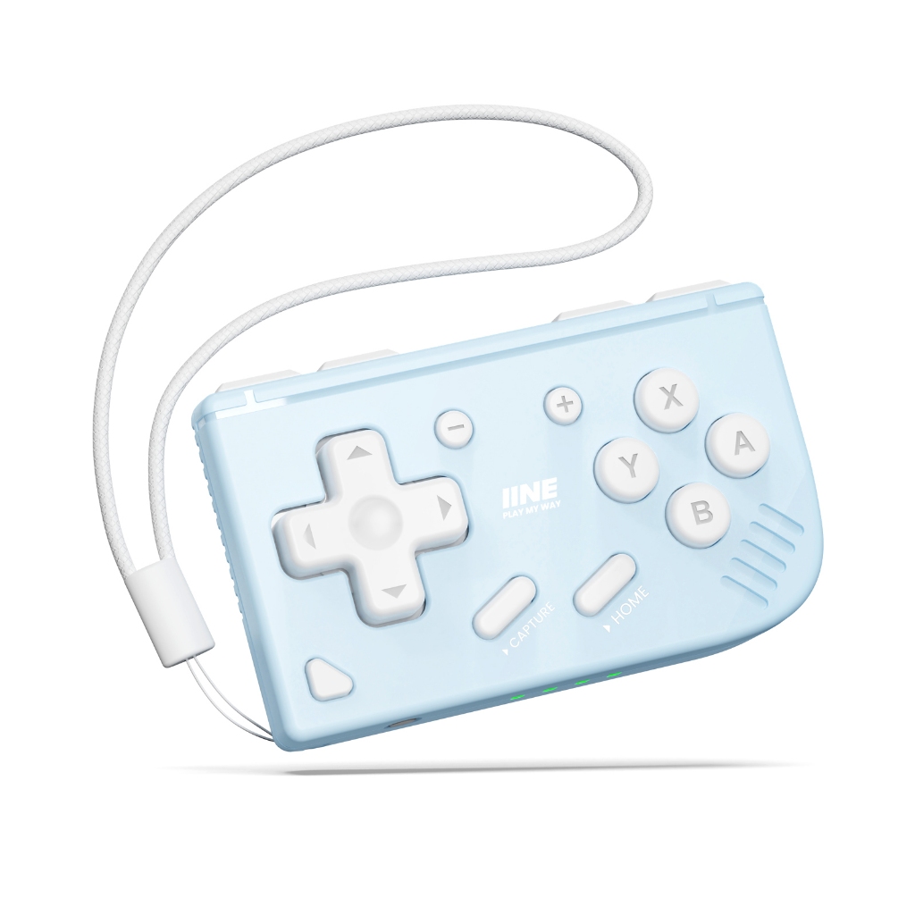 IINE Mini Ananke Gen2 Controller-Baby Blue/ Multi-Mode Wireless Gamepad สําหรับ Switch, Android, iOS & PC, Touch & Keyboard Mouse Control, การออกแบบย้อนยุคแบบพกพา