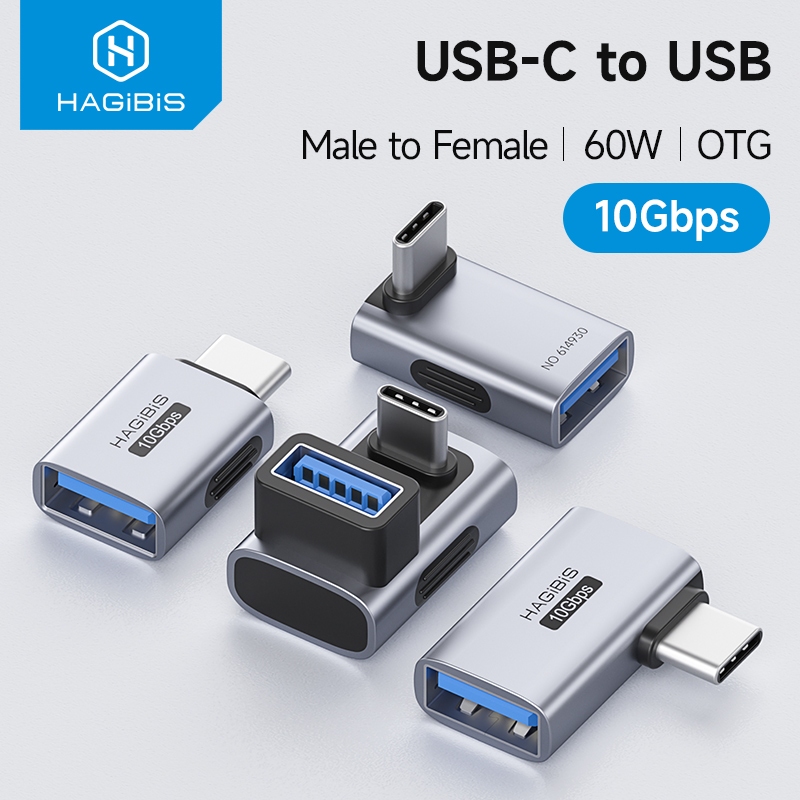 Hagibis อะแดปเตอร์ USB C ถึง USB Type-C ชาย USB-A หญิงเชื่อมต่อ OTG อะแดปเตอร์สายเคเบิล Extender สําหรับ iPhone 17/16 Pro รถแล็ปท็อป PC