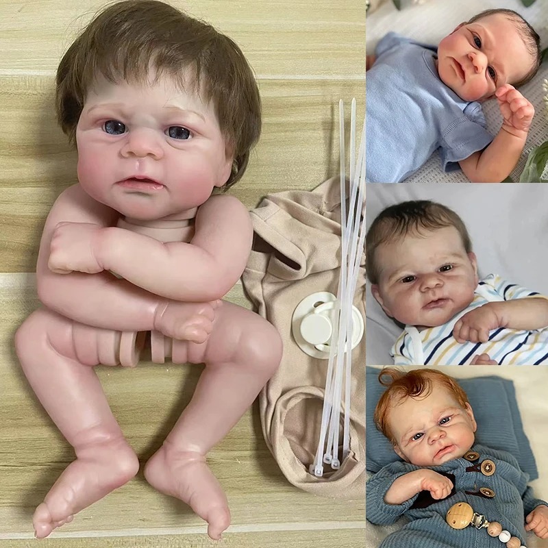 Reborn ตุ๊กตาอะไหล่ 18 Elijah ตุ๊กตาชุดเหมือนจริงเด็กทาสี 3D ผิวที่มีหลอดเลือดดําที่มองเห็นได้ DIY ช
