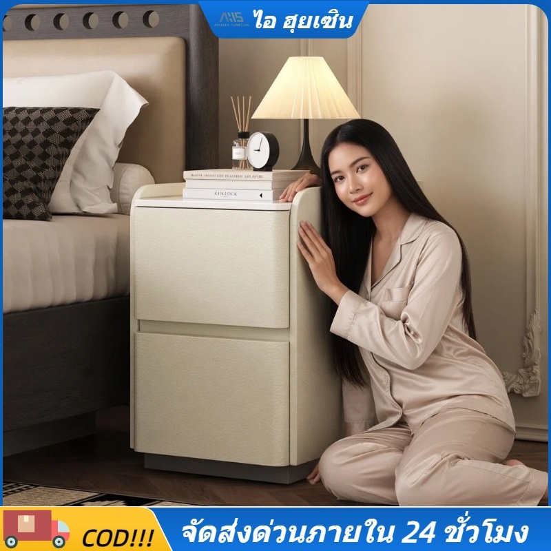 Aihuisen โต๊ะข้างเตียงแคบ มินิมอล ทําจากไม้เนื้อแข็ง ประหยัดพื้นที่และเหมาะกับห้องนอนอพาร์ทเมนต์