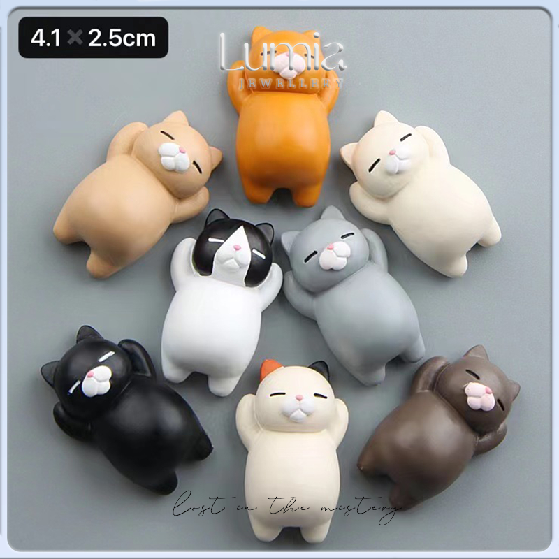 แมว8ชิ้นแม่เหล็กติดตู้เย็น/อุปกรณ์ตกแต่งตู้/เครื่องประดับ3ง/กระดานข้อความ/สติกเกอร์เอกสารสํานักงาน/อาหารจําลอง/สติกเกอร์ตู้เย็นน่ารัก/ของขวัญเด็ก