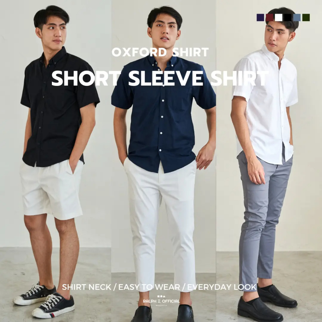 เสื้อเชิ้ตแขนสั้นผู้ชาย เสื้อเชิ้ตผู้ชาย แขนสั้น เสื้อฮาวาย shirt สีขาว สีดำ Man Clothing