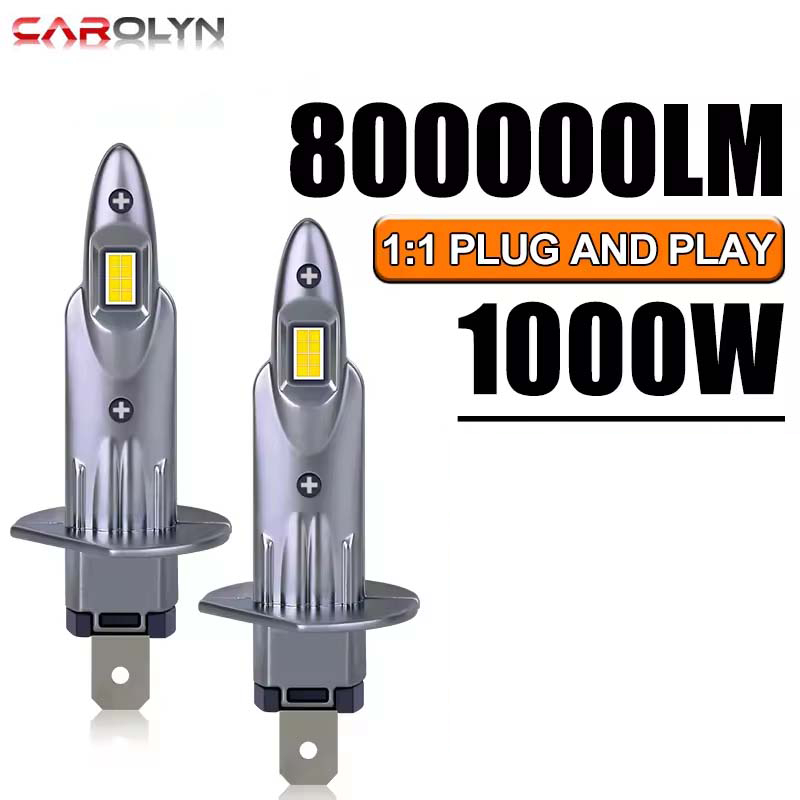 โคมไฟ LED H1 2 ชิ้น 800000LM 1000W รถ H4 H7 H11 H8 H9 HB3 9005 HB4 9006 16PCS 8054 CSP 6500K 4300K 1:1 Mini Fanless 12V 24V
