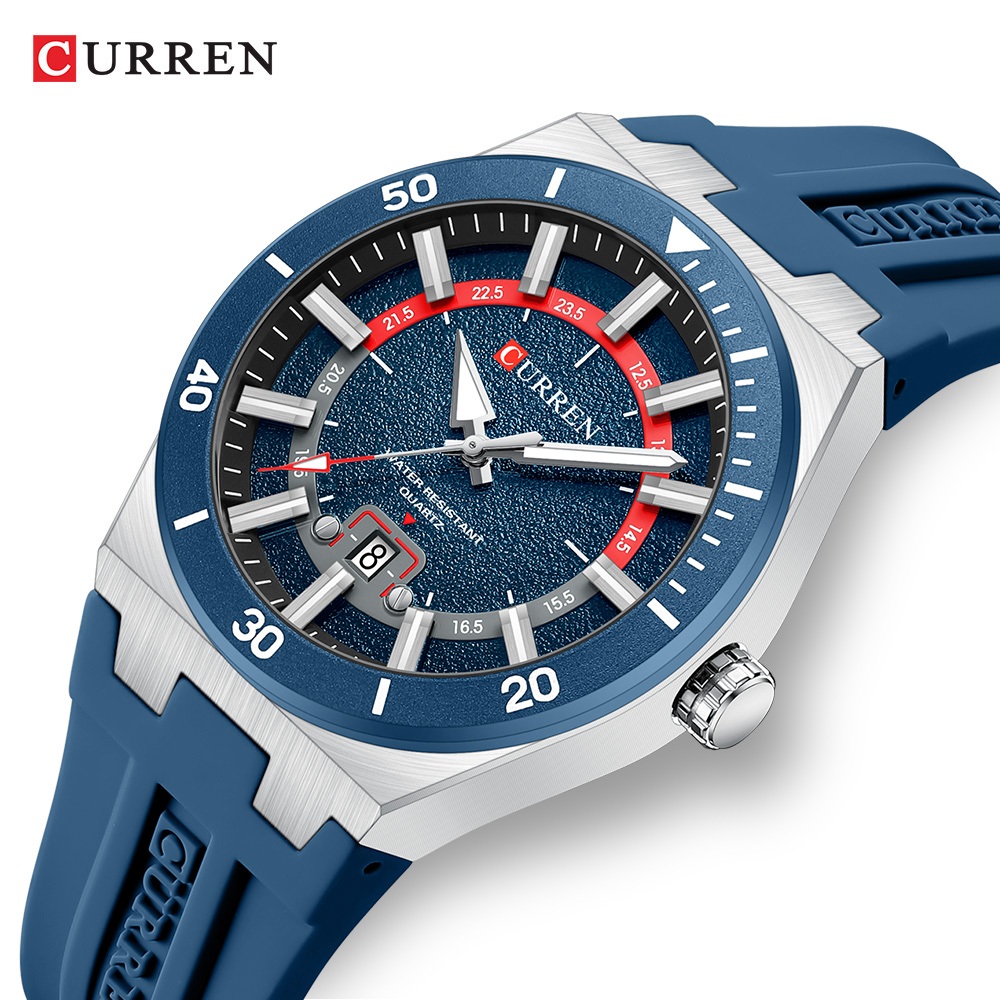 ใหม่ CURREN นาฬิกาผู้ชายสไตล์ Chronograph มือส่องสว่าง Retro Dial สายซิลิโคน Casual ธุรกิจกีฬาควอตซ์การเคลื่อนไหวกันน้ํา 8491 X