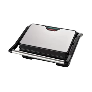 Black Panini Press Grill 750W เครื่องทําแซนวิชอาหารเช้าอย่างรวดเร็ว | แผ่นสี่เหลี่ยมไม่ติด | ดีไซน์กะทัดรัด