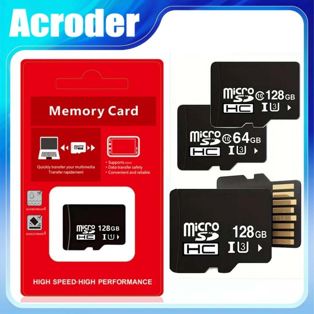 Acroder เมมโมรี่การ์ด Micro SD card 32GB 64GB 128GB รองรับ มือถือ/กล้องวงจรปิด/กล้องหน้ารถยนต์